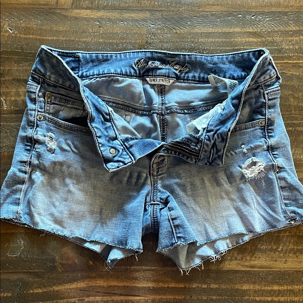 American Eagle Outfitters Light Blue Ripped Jean Shorts